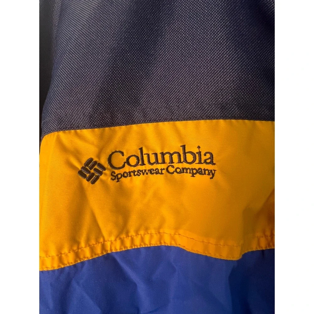 Columbia Bugaboo Jacket Men LG Tall Blue Yellow Colorblock Fleece Lined Hiking